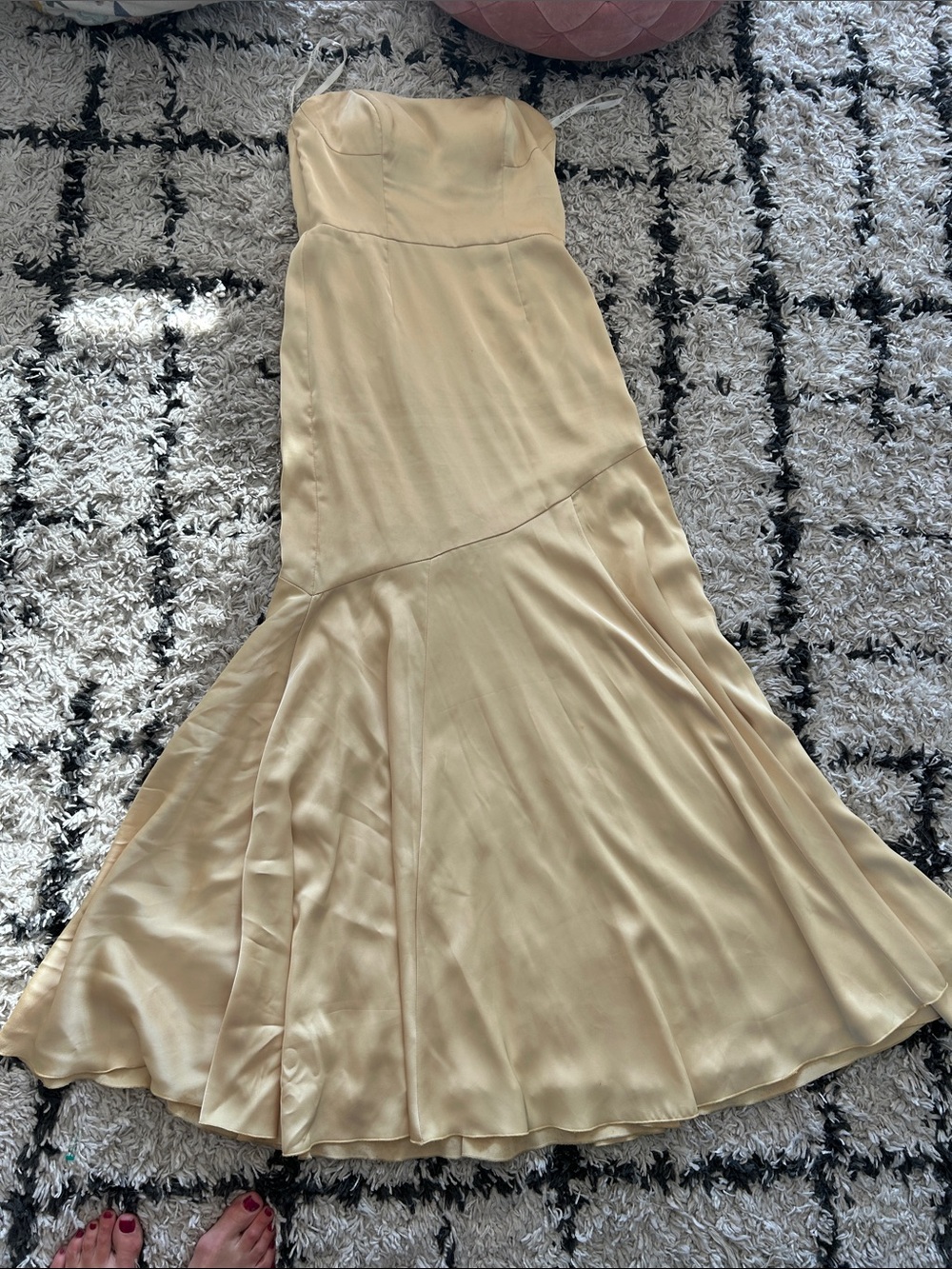 Strapless Satin Mermaid Dress in Light Yellow